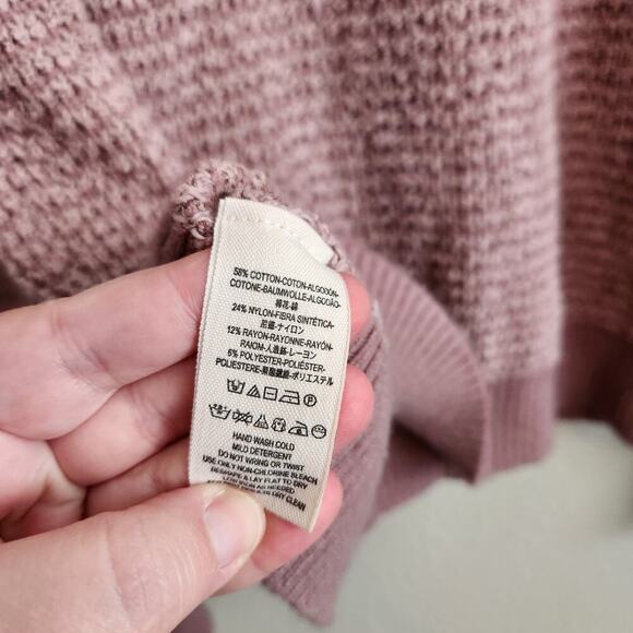 Free People By Your Side Pink Open Knit Cowl Neck Sweater Size XS - Picture 12 of 13